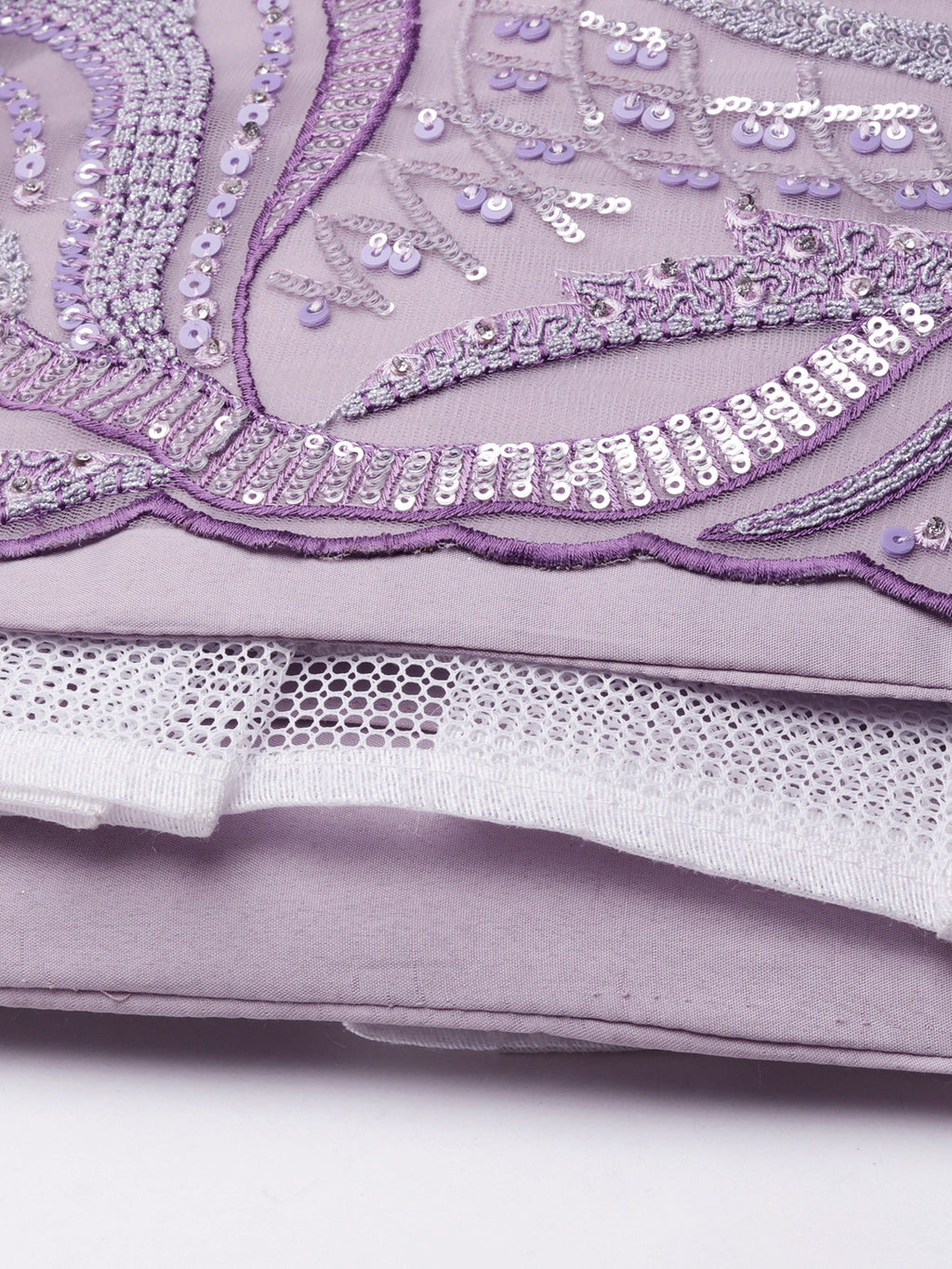 Breathtaking Lavender Net Lehenga Choli Set with Zarkan & Sequin Embroidery ClothsVilla