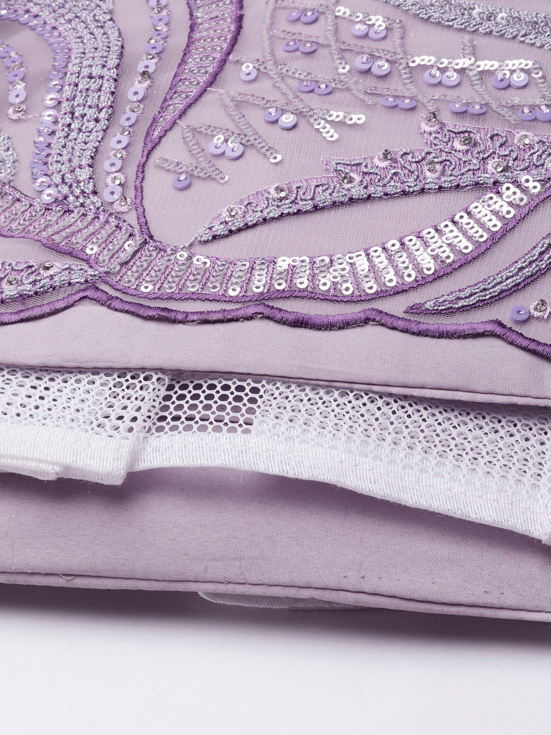 Breathtaking Lavender Net Lehenga Choli Set with Zarkan & Sequin Embroidery ClothsVilla