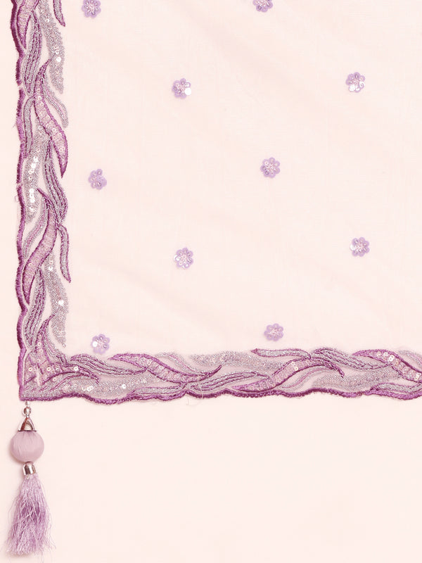 Breathtaking Lavender Net Lehenga Choli Set with Zarkan & Sequin Embroidery ClothsVilla