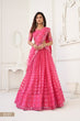 Load image into Gallery viewer, Bright Pink Elegant Butterfly Net Lehenga Set with Intricate Tone-to-Tone Embroidery