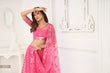 Load image into Gallery viewer, Bright Pink Elegant Butterfly Net Lehenga Set with Intricate Tone-to-Tone Embroidery