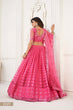Load image into Gallery viewer, Bright Pink Elegant Butterfly Net Lehenga Set with Intricate Tone-to-Tone Embroidery