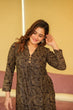 Load image into Gallery viewer, Brown Black Maslin Kurta Palazzo Set with Heavy Digital Print ClothsVilla