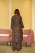 Load image into Gallery viewer, Brown Black Maslin Kurta Palazzo Set with Heavy Digital Print ClothsVilla