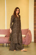 Load image into Gallery viewer, Brown Black Maslin Kurta Palazzo Set with Heavy Digital Print ClothsVilla