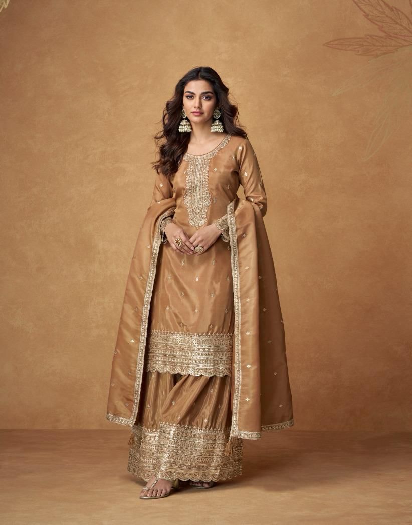 Brown Classic Ethnic Palazzo Set ClothsVilla