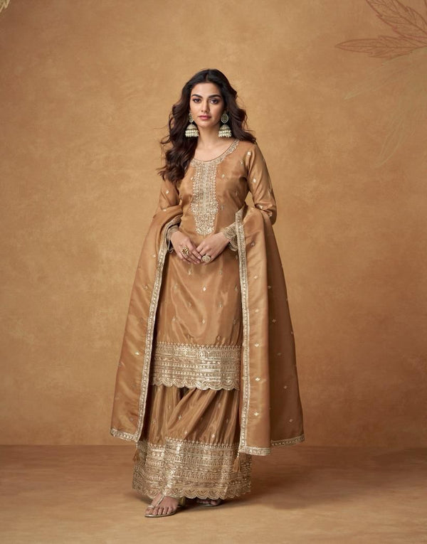 Brown Classic Ethnic Palazzo Set ClothsVilla