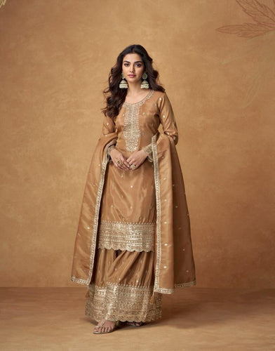 Brown Classic Ethnic Palazzo Set ClothsVilla