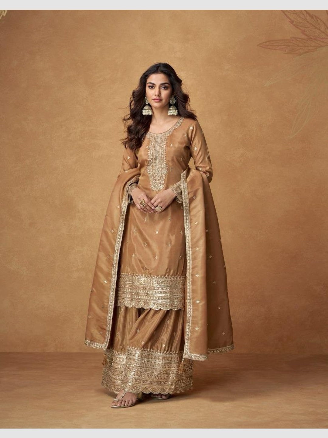 Brown Classic Ethnic Palazzo Set ClothsVilla