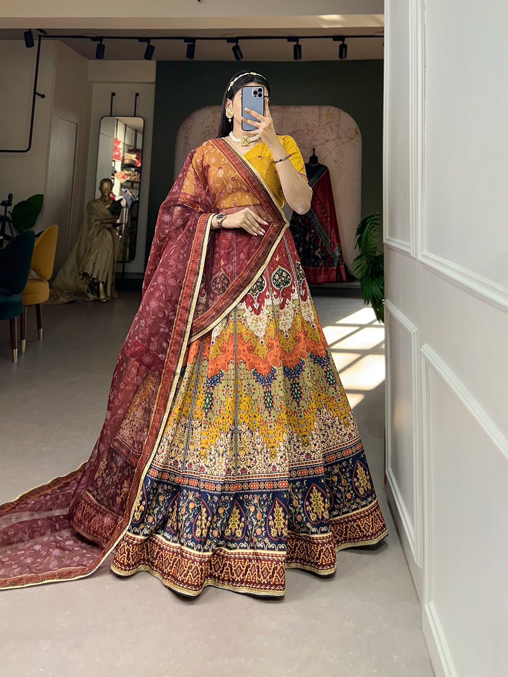 Brown Color Celebrate in Style with this Vibrant Printed Lehenga Choli Set ClothsVilla Main image