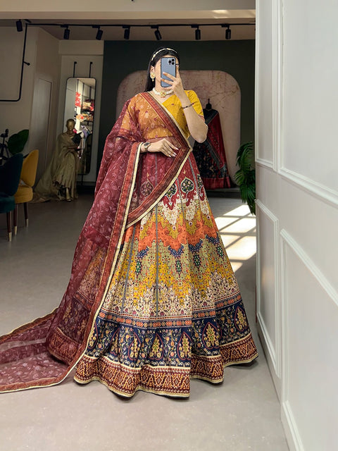 Brown Color Celebrate in Style with this Vibrant Printed Lehenga Choli Set ClothsVilla Main image
