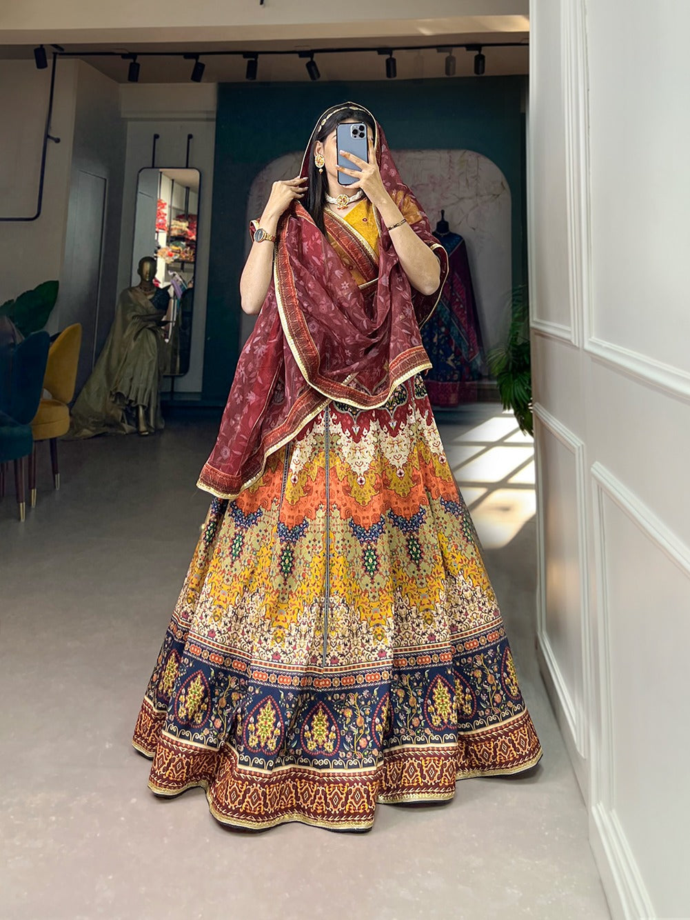 Brown Color Celebrate in Style with this Vibrant Printed Lehenga Choli Set ClothsVilla