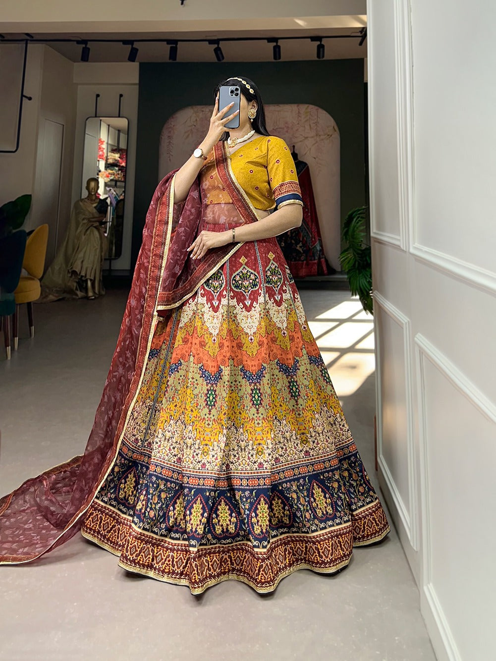 Brown Color Celebrate in Style with this Vibrant Printed Lehenga Choli Set ClothsVilla