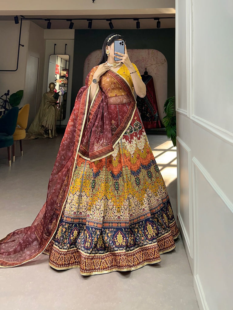 Brown Color Celebrate in Style with this Vibrant Printed Lehenga Choli Set ClothsVilla