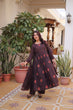 Load image into Gallery viewer, Brown Cotton Embroidered Kurti Pant Set ClothsVilla