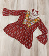 Load image into Gallery viewer, Brown Cotton Printed Top with Kutchi Patchwork &amp; Dori Closure – Stitched ClothsVilla