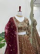 Load image into Gallery viewer, Brown Designer Jimi Choo Semi-Stitched Lehenga Choli Set with Butterfly Net Dupatta ClothsVilla