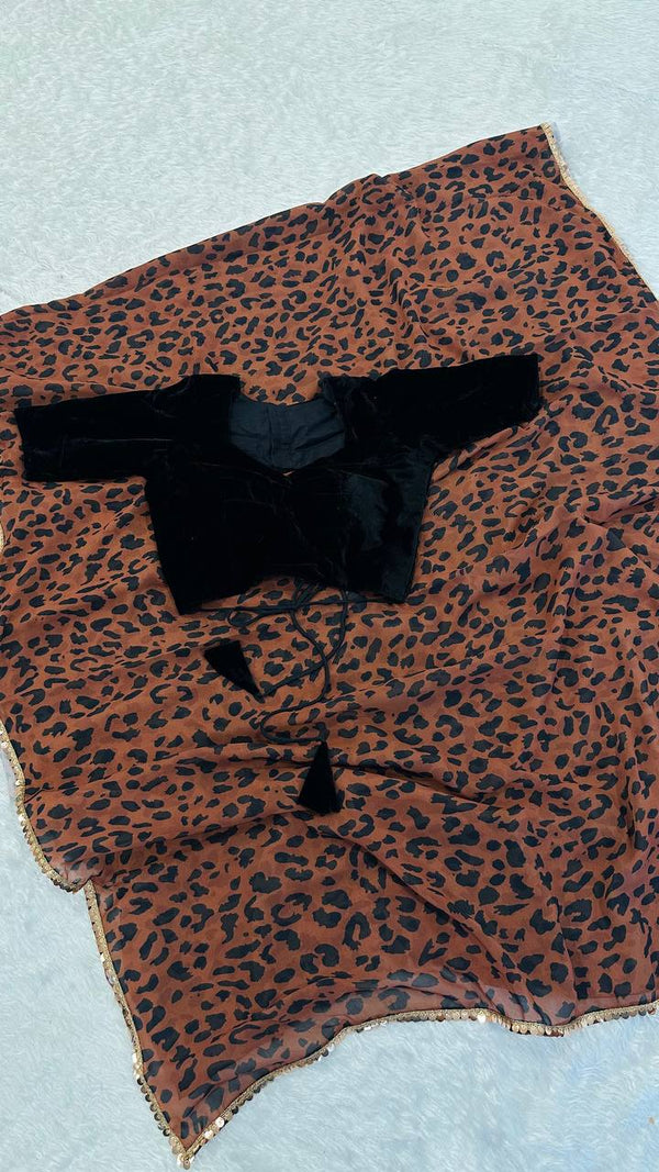 Brown Designer Printed Saree ClothsVilla