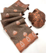 Load image into Gallery viewer, Brown Elegant Bollywood Cotton Silk Saree with Tassel Detailing ClothsVilla