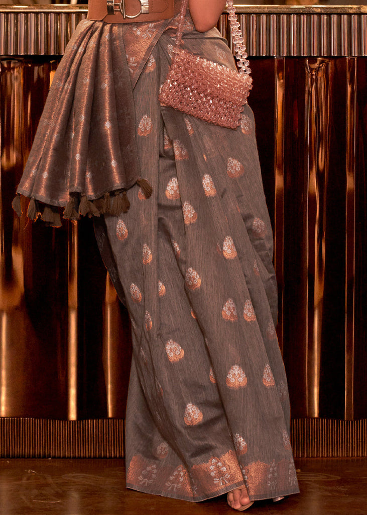 Brown Elegant Bollywood Cotton Silk Saree with Tassel Detailing ClothsVilla