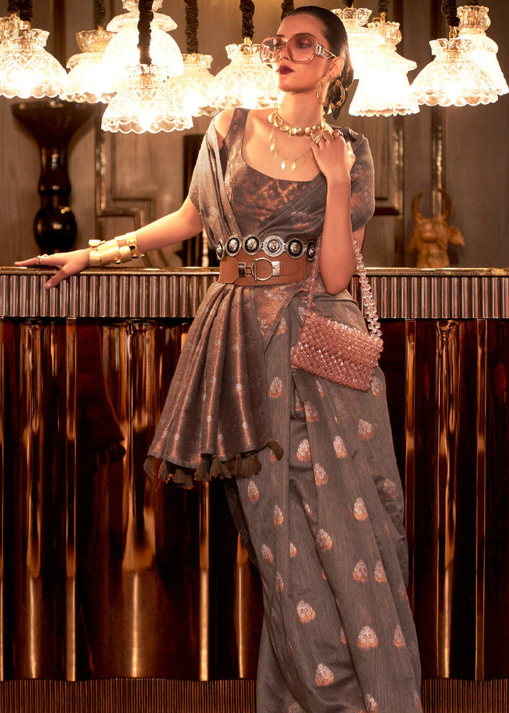 Brown Elegant Bollywood Cotton Silk Saree with Tassel Detailing ClothsVilla