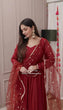 Load image into Gallery viewer, Brown Elegant Dola Silk Gown Set with Dupatta ClothsVilla