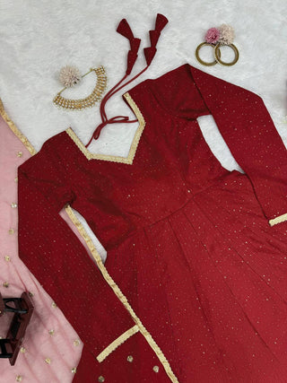 Brown Elegant Dola Silk Gown Set with Dupatta ClothsVilla