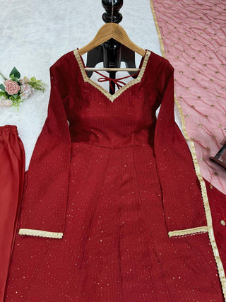 Brown Elegant Dola Silk Gown Set with Dupatta ClothsVilla