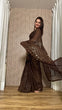 Load image into Gallery viewer, Brown Elegant Georgette Sequin Work Saree with Banglori Satin Blouse Clothsvilla