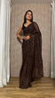 Load image into Gallery viewer, Brown Elegant Georgette Sequin Work Saree with Banglori Satin Blouse Clothsvilla