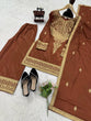Load image into Gallery viewer, Brown Elegant Natural Crepe Chinestitch Plazo Set with Dupatta – Fully Stitched ClothsVilla