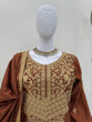 Load image into Gallery viewer, Brown Elegant Natural Crepe Chinestitch Plazo Set with Dupatta – Fully Stitched ClothsVilla