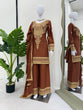 Load image into Gallery viewer, Brown Elegant Natural Crepe Chinestitch Plazo Set with Dupatta – Fully Stitched ClothsVilla