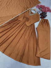 Load image into Gallery viewer, Brown Elegant Party Wear Alia Cut Anarkali Gown Set with Dupatta &amp; Bottom Clothsvilla