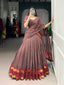Brown Elegant Pure Chanderi Lehenga with Zari Weaving Work – Stitched Lehenga with Unstitched Blouse & Zari Dupatta Clothsvilla