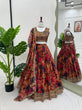 Load image into Gallery viewer, Brown Elegant Tabby Organza Lehenga Set with Digital Print &amp; Sequins Work ClothsVilla