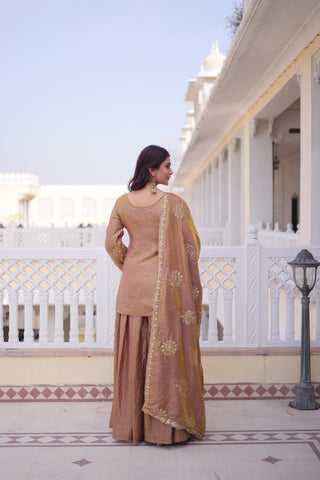 Brown Fendi Crush Kurti Sharara Set