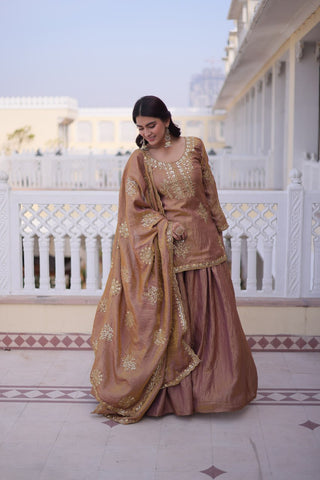 Brown Fendi Crush Kurti Sharara Set