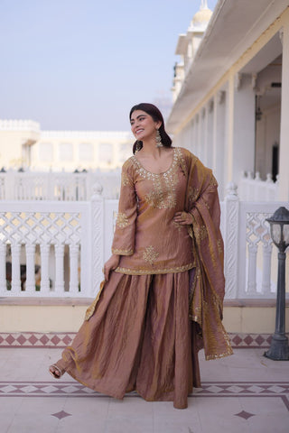 Brown Fendi Crush Kurti Sharara Set