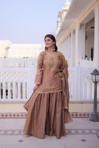 Brown Fendi Crush Kurti Sharara Set