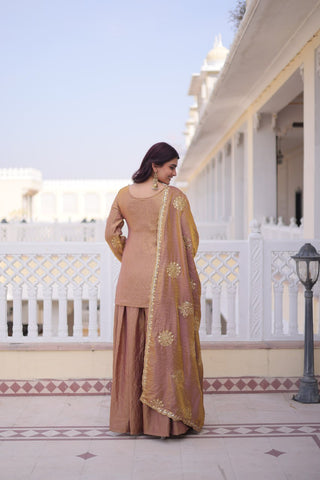 Brown Fendi Crush Kurti Sharara Set