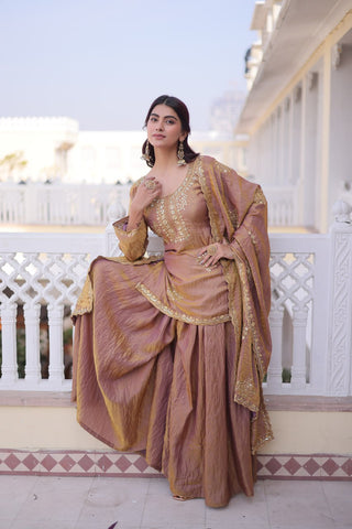 Brown Fendi Crush Kurti Sharara Set