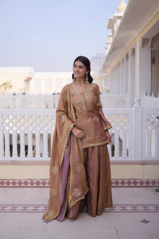 Brown Fendi Crush Kurti Sharara Set