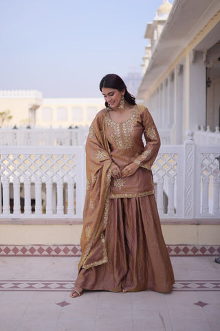 Brown Fendi Crush Kurti Sharara Set