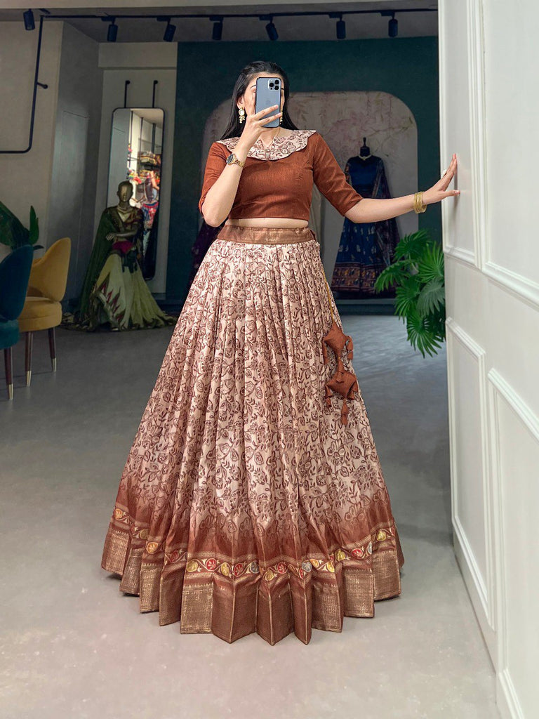 Captivating Brown Floral Co-ord Lehenga Set - Perfect for Weddings & Festive Occasions ClothsVilla