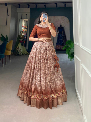 Captivating Brown Floral Co-ord Lehenga Set - Perfect for Weddings & Festive Occasions ClothsVilla