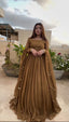 Brown Georgette Anarkali with Dupatta ClothsVilla