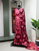 Load image into Gallery viewer, Brown Handloom Kotha Border Saree with Digital Prints ClothsVilla