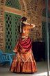 Load image into Gallery viewer, Brown Jacquard Silk Lehenga Choli Set with Zari Work ClothsVilla