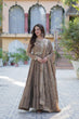 Load image into Gallery viewer, Brown Luxury Star Georgette Gown with Designer Embroidered Dupatta – 5-Layer Frill Flai